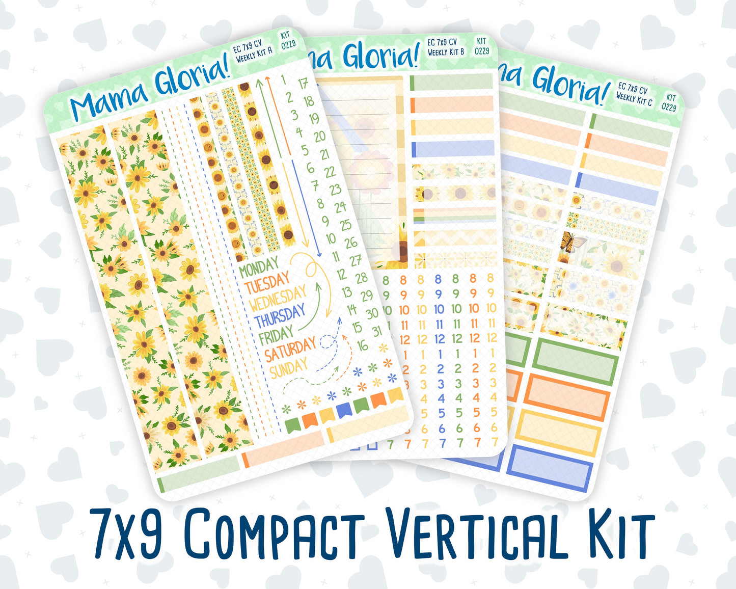 Kit 0229 - 7x9 Compact Vertical - Weekly Kit - August - Golden Faces