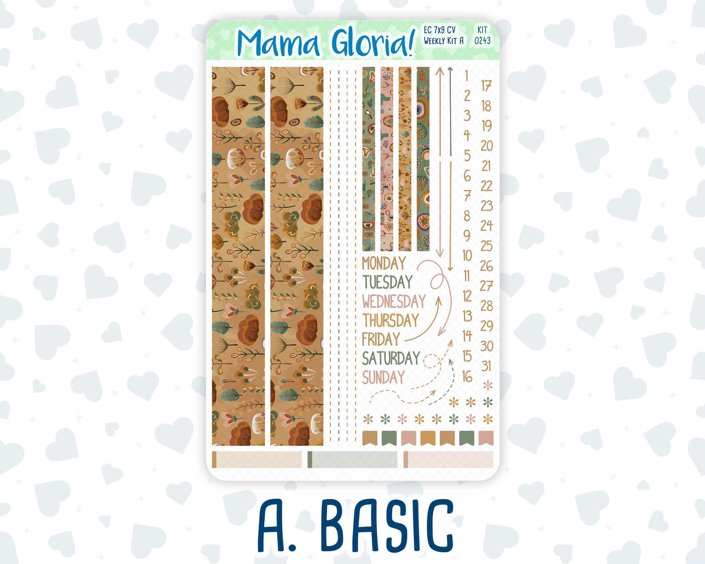 Kit 0243 - 7x9 Compact Vertical - Weekly Kit - November - Boho Autumn