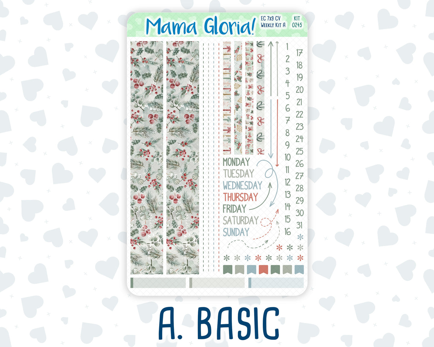 Kit 0245 - 7x9 Compact Vertical - Weekly Kit - December - Vintage Christmas