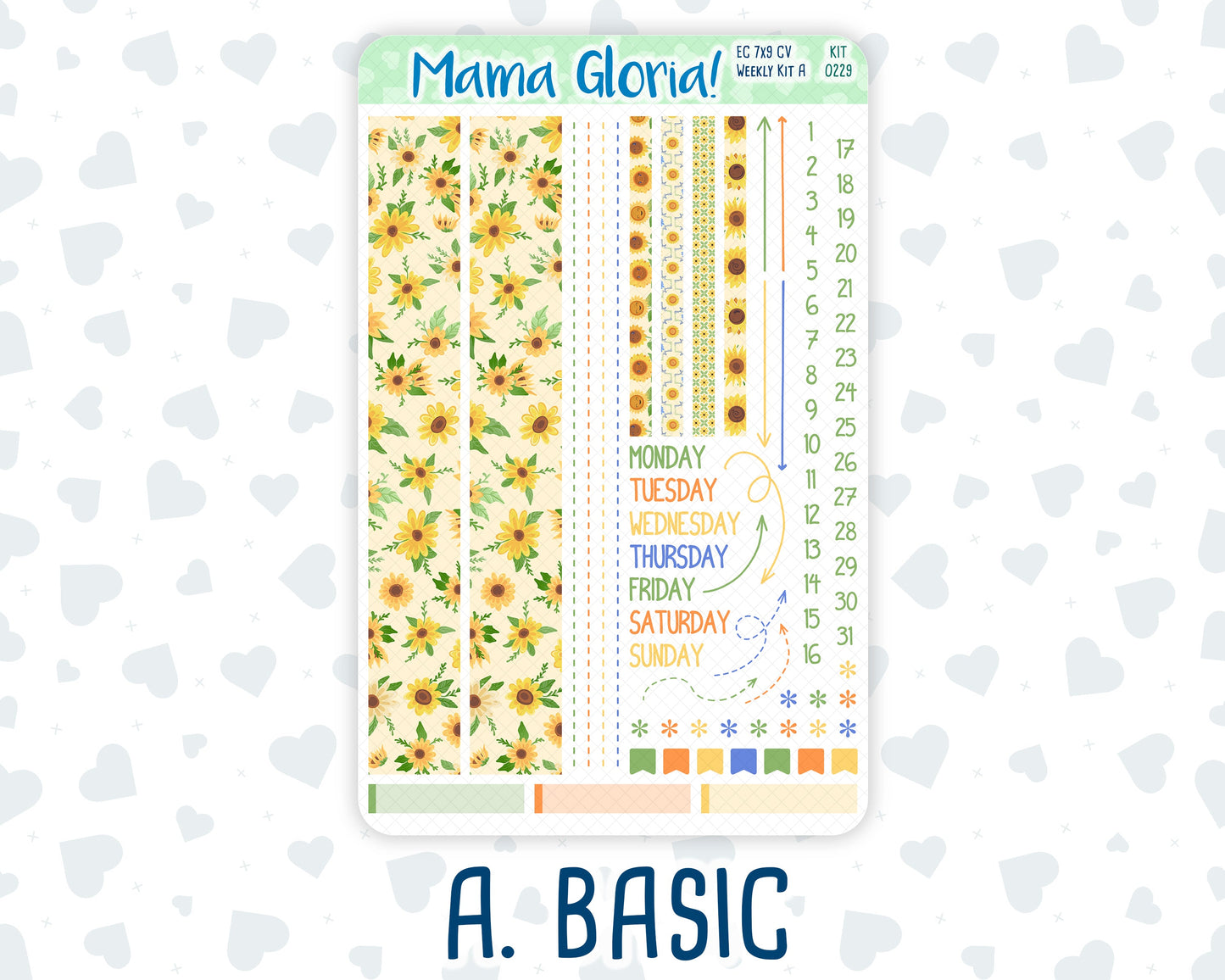 Kit 0229 - 7x9 Compact Vertical - Weekly Kit - August - Golden Faces