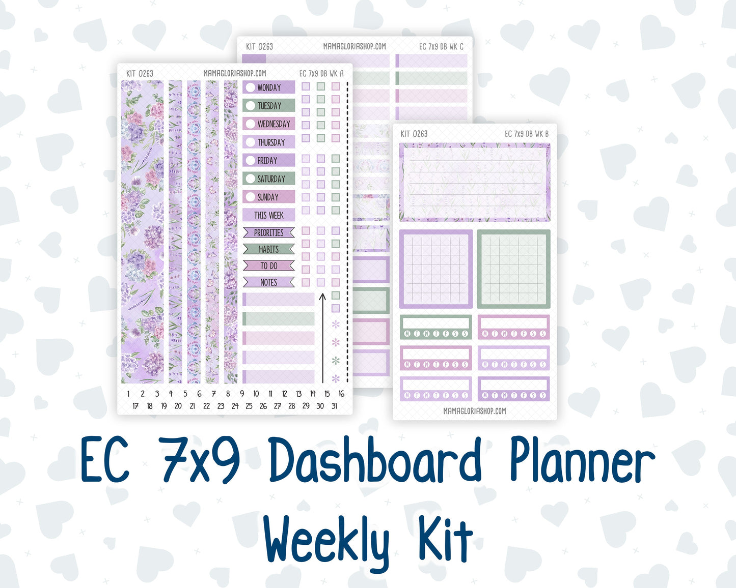 Kit 0263 - 7x9 - EC Dashboard Planner - April - Lavender Drift
