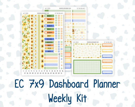 Kit 0229- Weekly Dashboard Planner - Erin Condren - August - Golden Faces