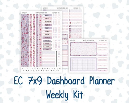Kit 0204- Weekly Dashboard Planner - Erin Condren - February -Valentines Garden