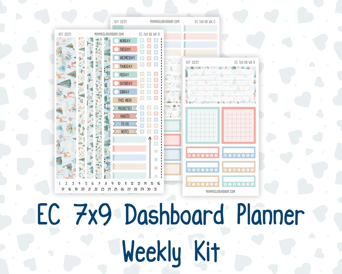 Kit 0251 - 7x9 - EC Dashboard Planner - January - Pine & Paws