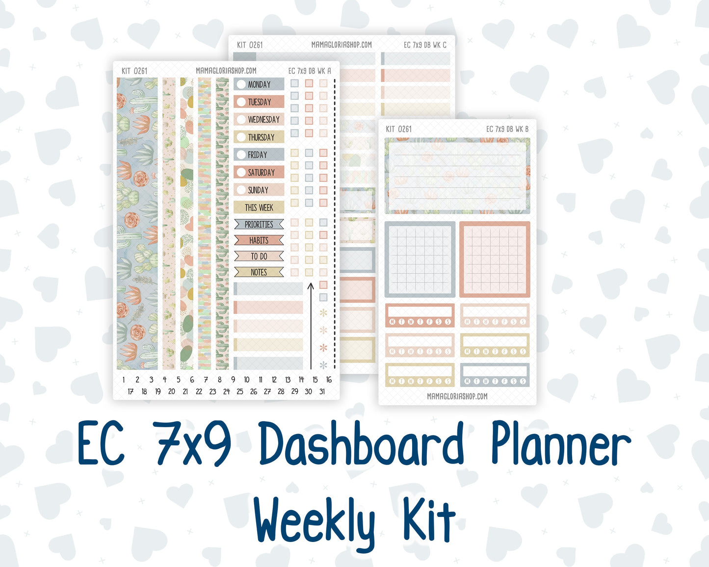Kit 0261 - 7x9 - EC Dashboard Planner - April - Llama Spring
