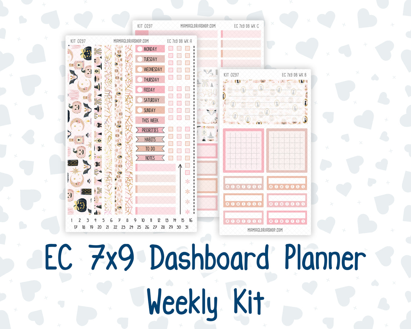 Kit 0297 - 7x9 - EC Dashboard Planner - October - Pink Spell