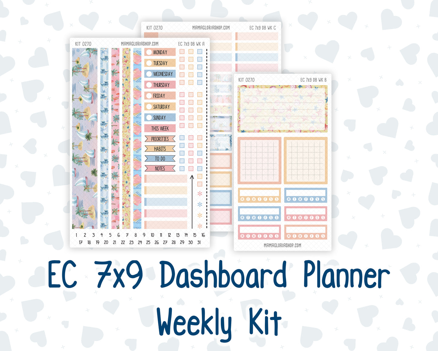 Kit 0270 - 7x9 - EC Dashboard Planner - June - Beachside Bliss