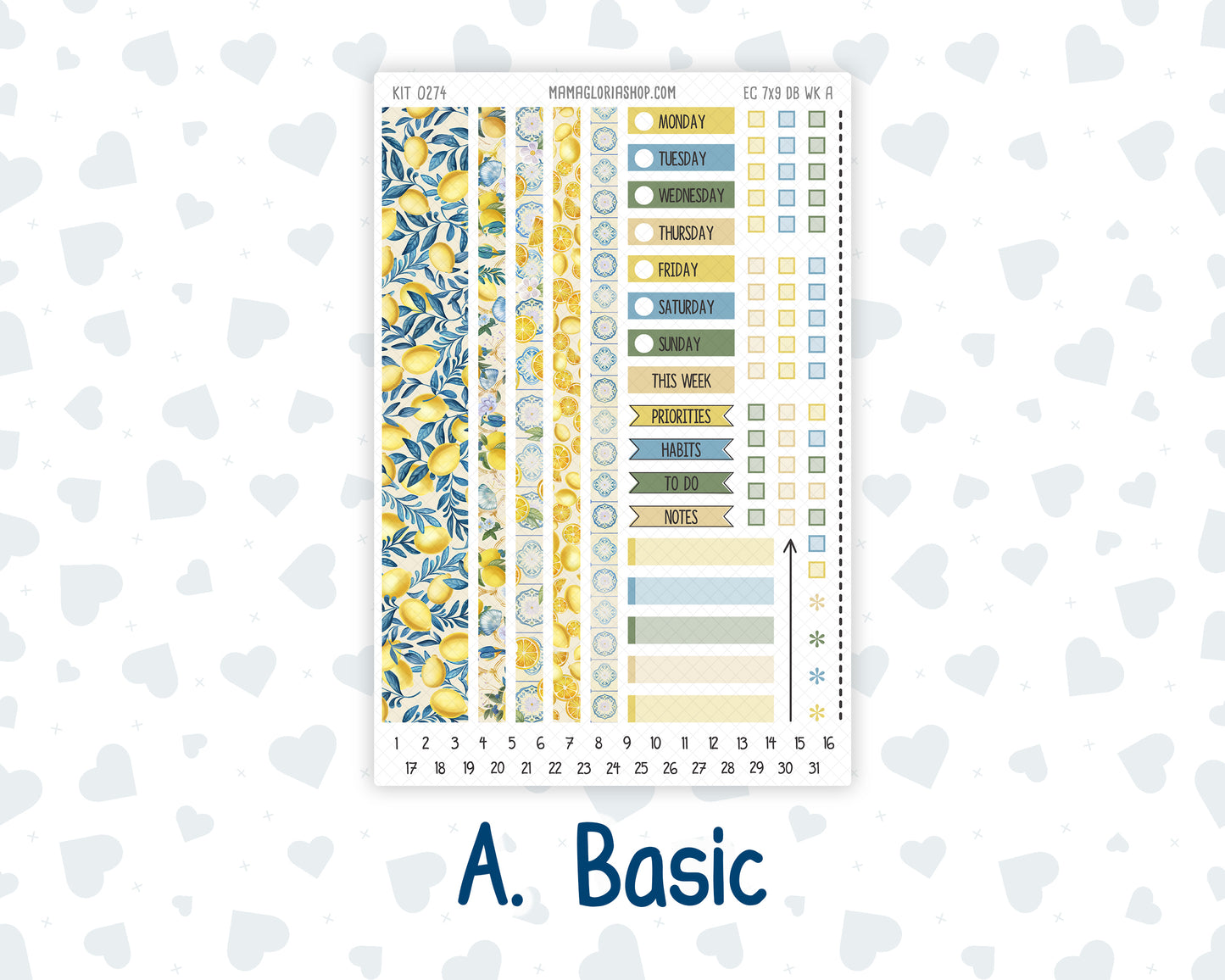 Kit 0274 - 7x9 - EC Dashboard Planner - July - Sunny Lemon Shore