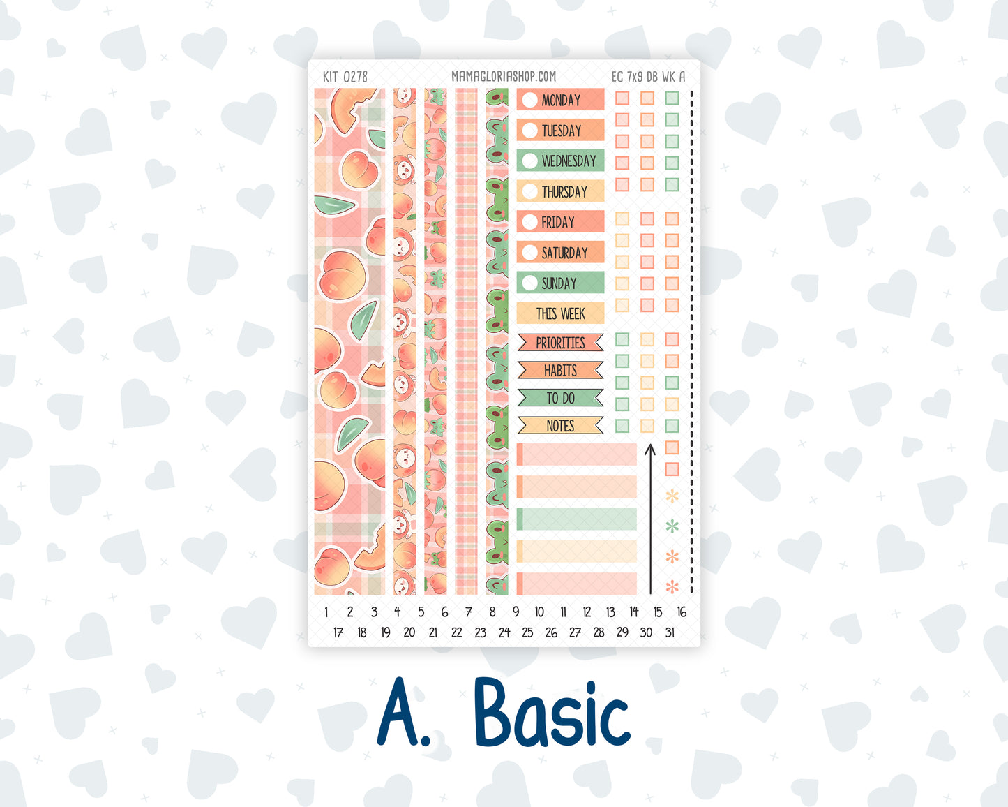 Kit 0278 - 7x9 - EC Dashboard Planner - August - Oops, All Peaches