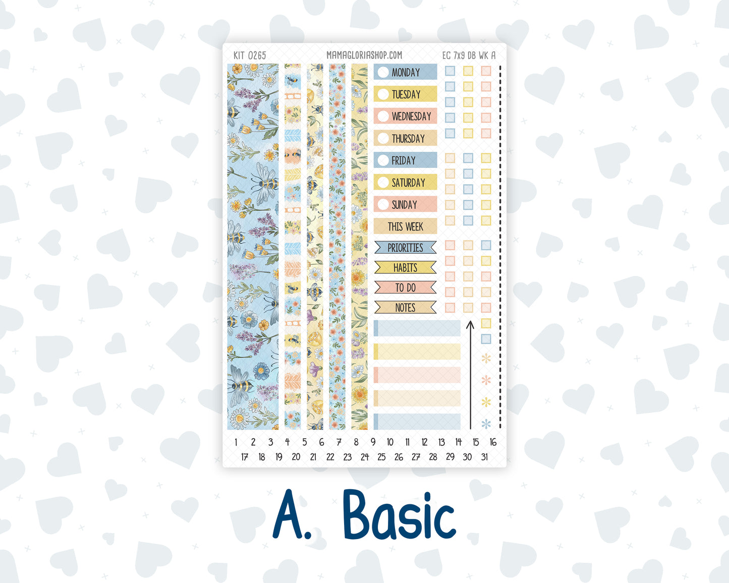 Kit 0265 - 7x9 - EC Dashboard Planner - May - Honeybee Sky