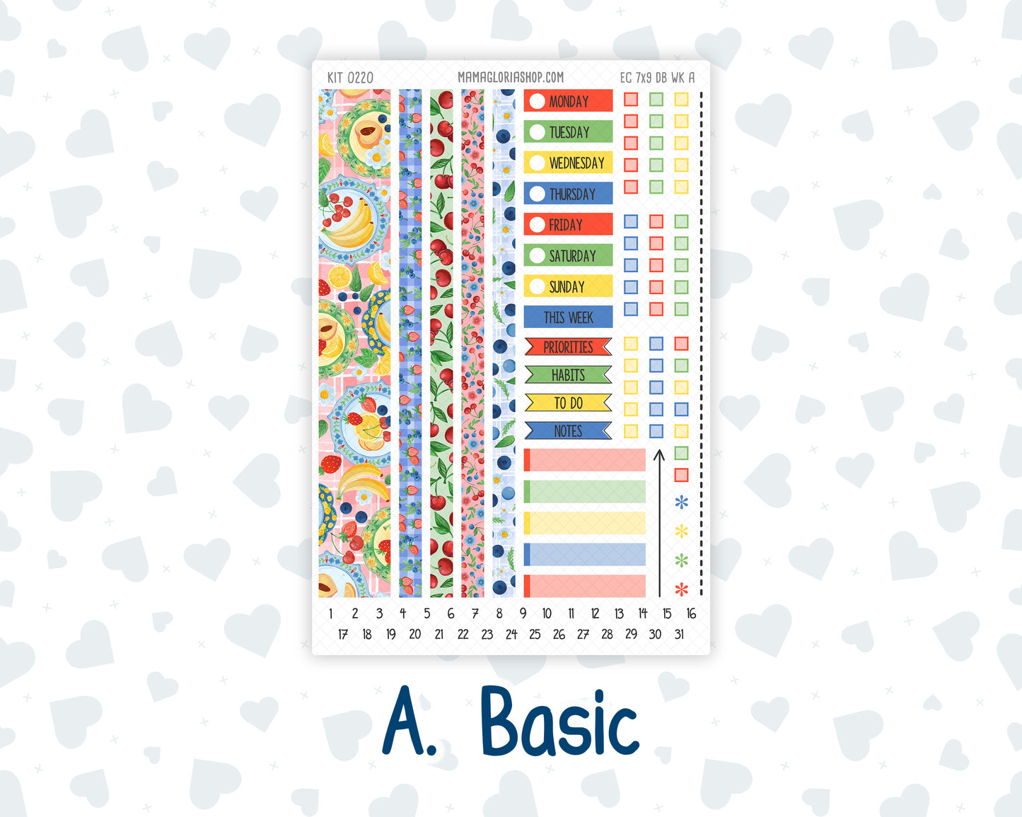 Kit 0220 - Weekly Dashboard Planner - Erin Condren - June - June Berries