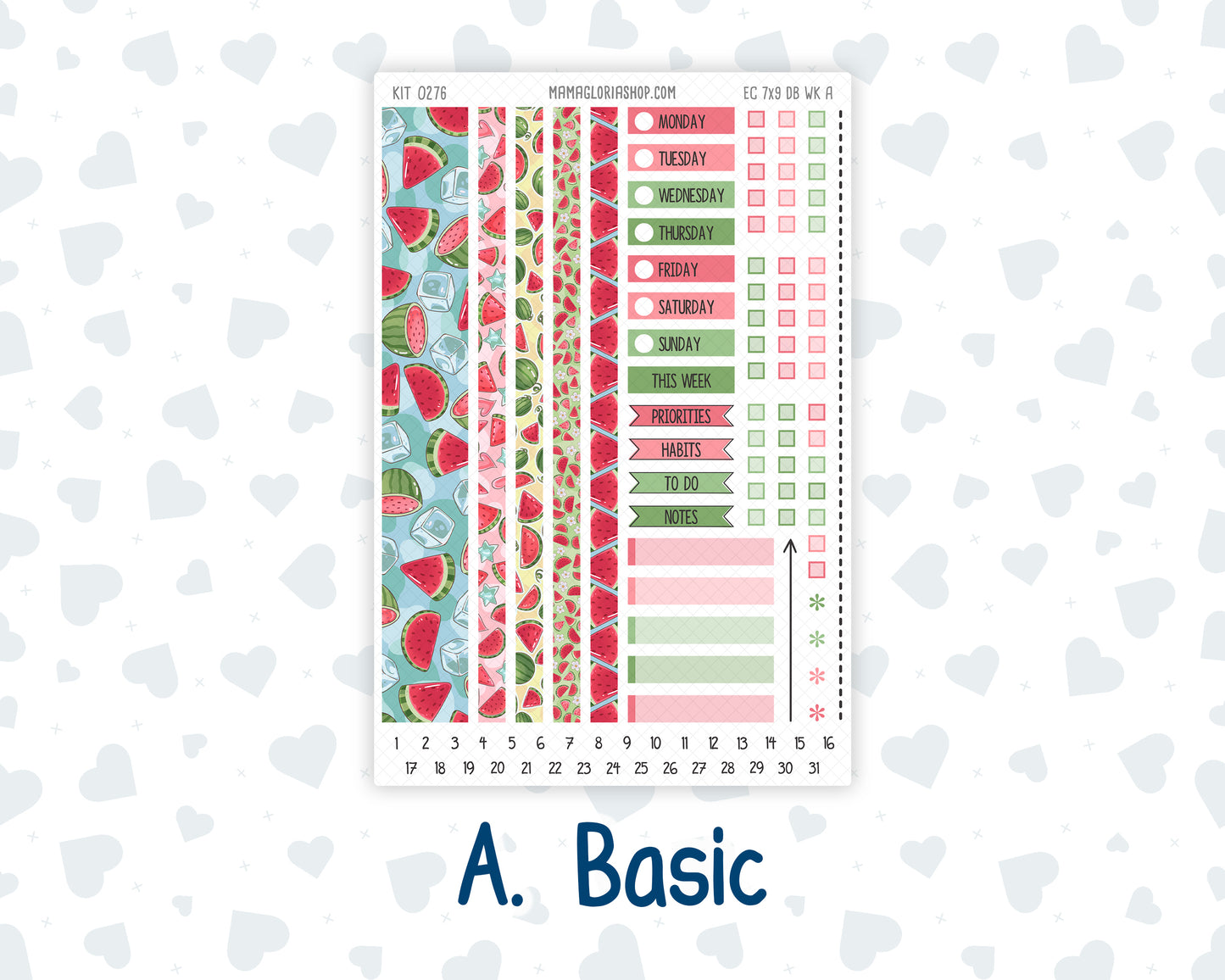Kit 0276 - 7x9 - EC Dashboard Planner - July - Melon Crush