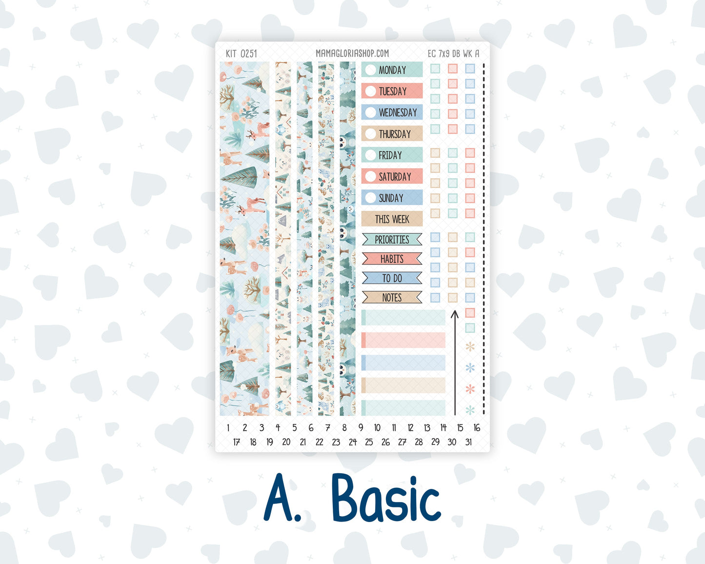 Kit 0251 - 7x9 - EC Dashboard Planner - January - Pine & Paws