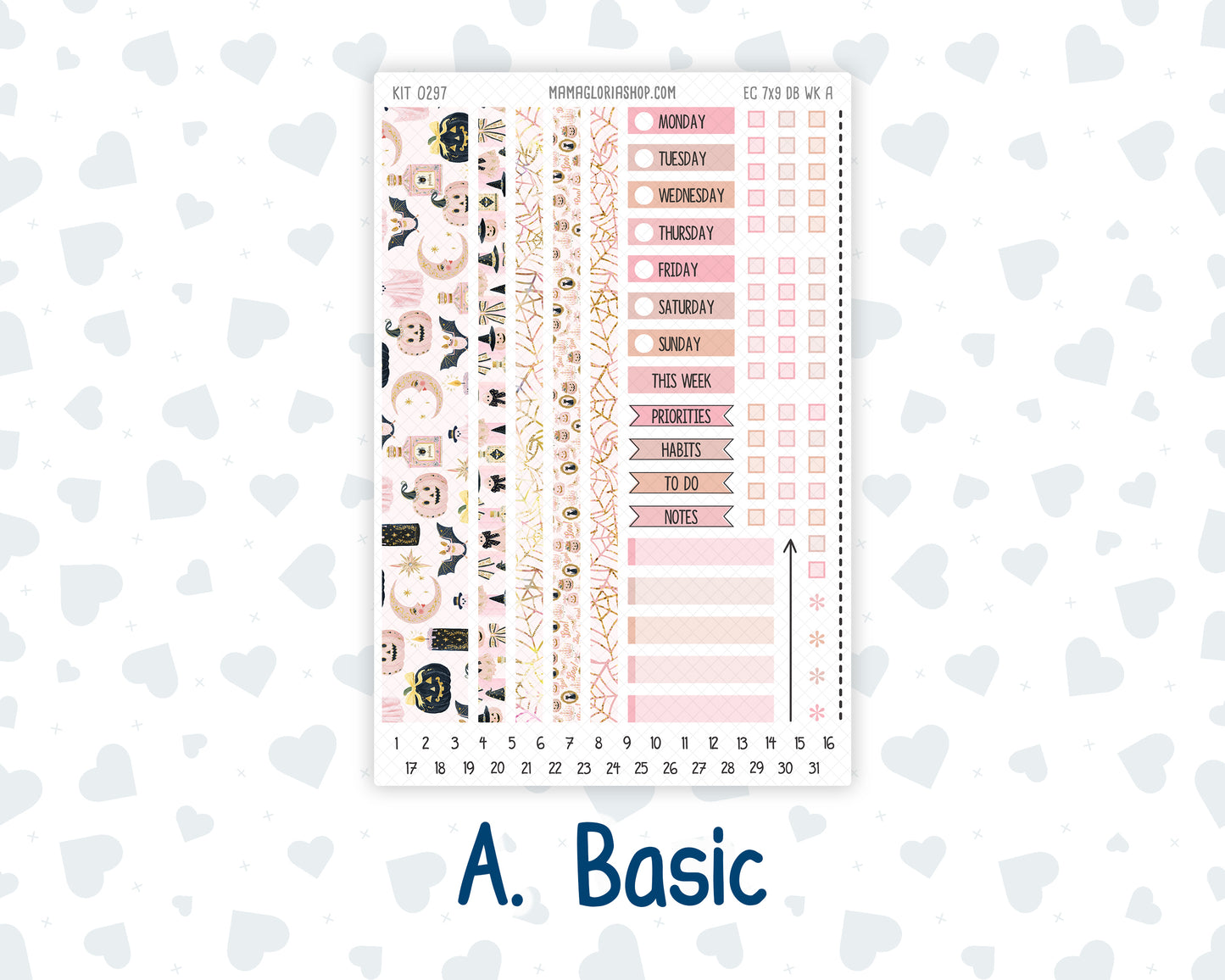 Kit 0297 - 7x9 - EC Dashboard Planner - October - Pink Spell