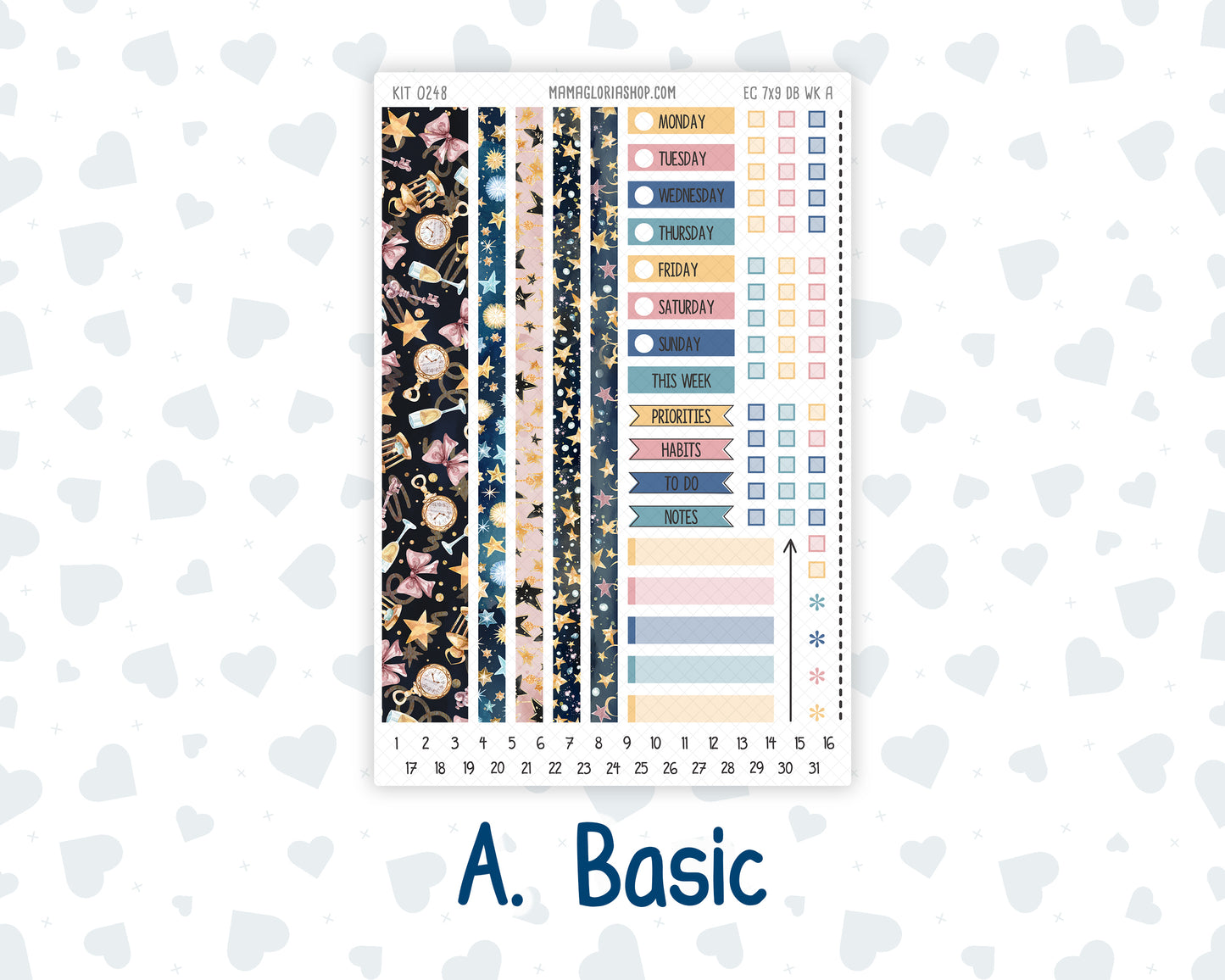 Kit 0248- Weekly Dashboard Planner - Erin Condren - Midnight Countdown - January