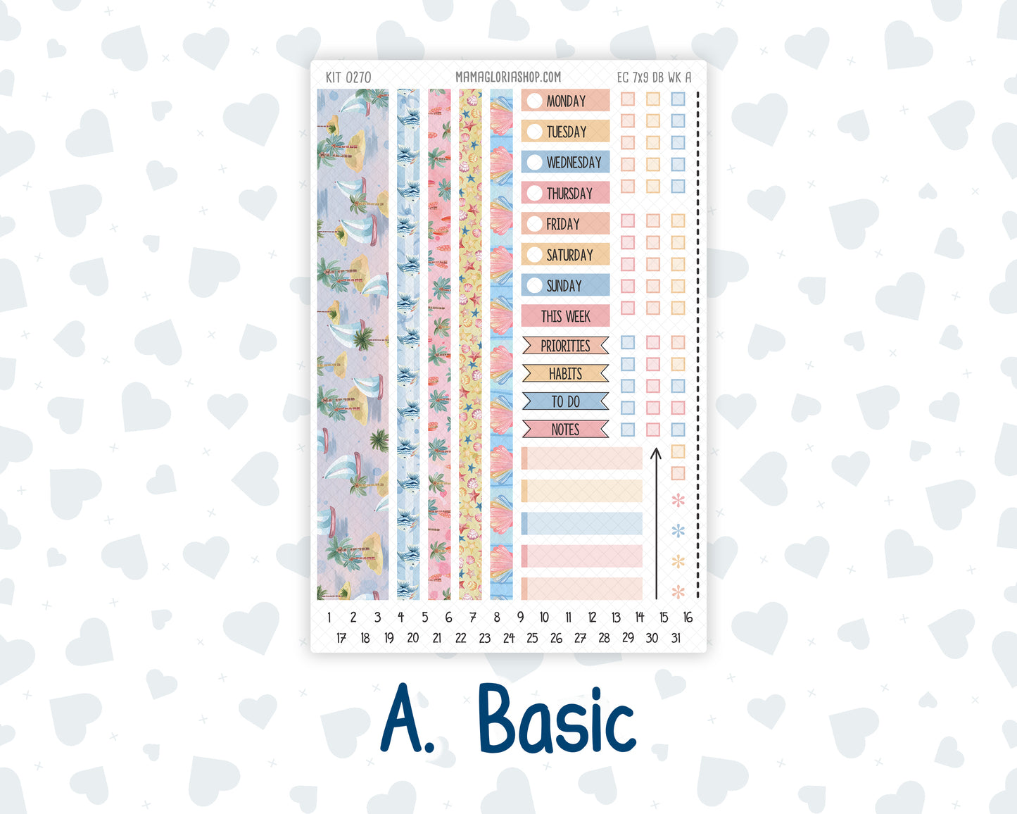 Kit 0270 - 7x9 - EC Dashboard Planner - June - Beachside Bliss