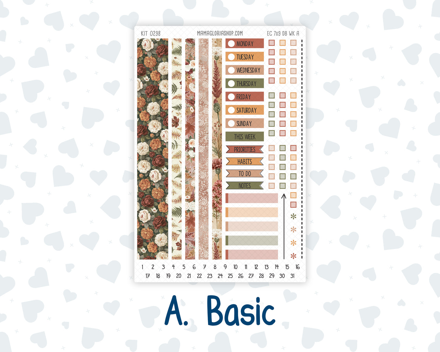 Kit 0298 - 7x9 - EC Dashboard Planner - October - Velvet Bloom