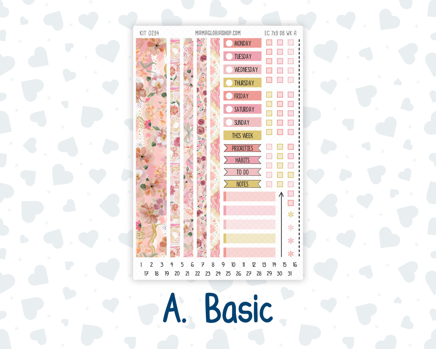 Kit 0294 - 7x9 - EC Dashboard Planner - September - Rosy Reveria