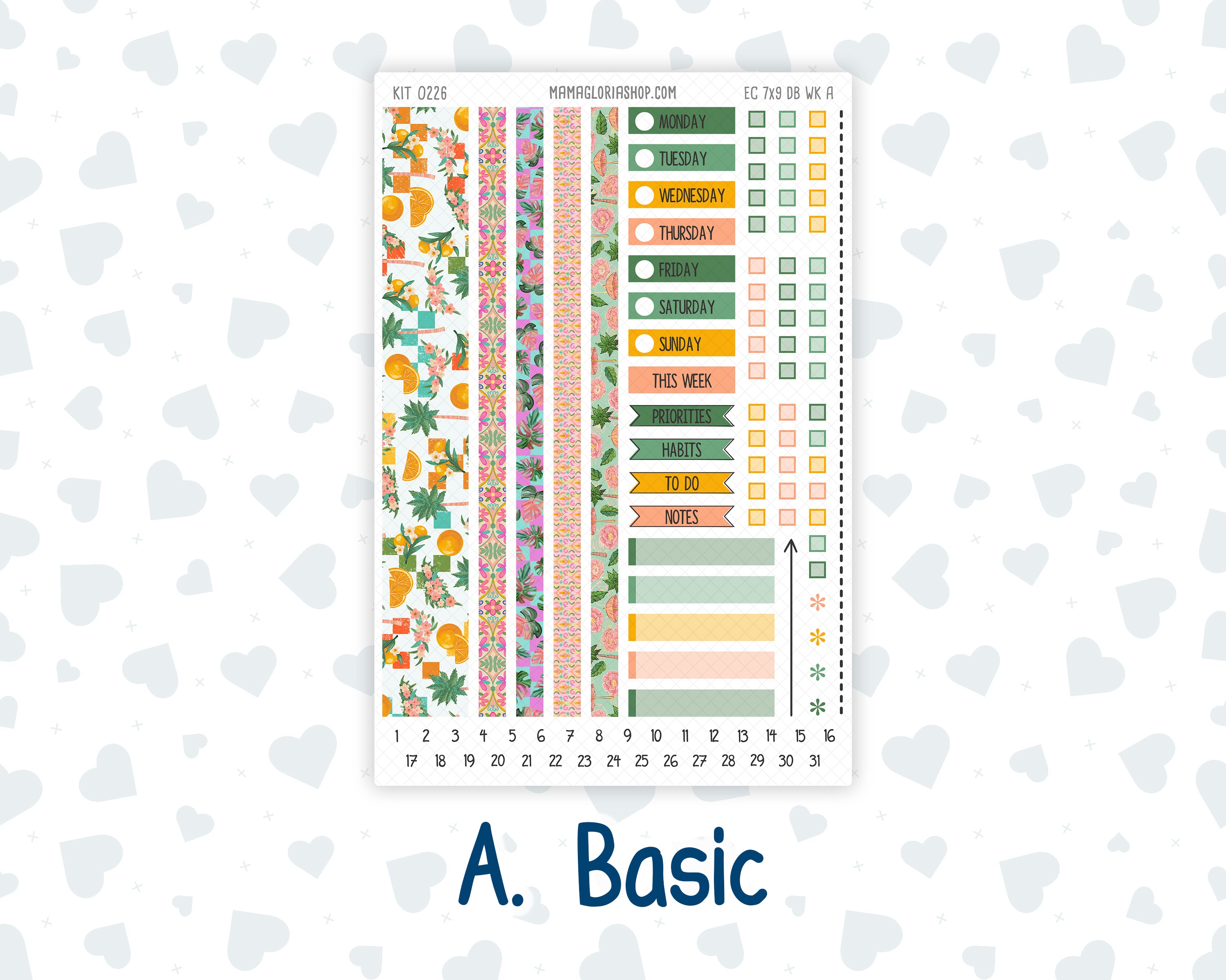 Kit 0226- Weekly Dashboard Planner - Erin Condren - July - Tropical Wh ...