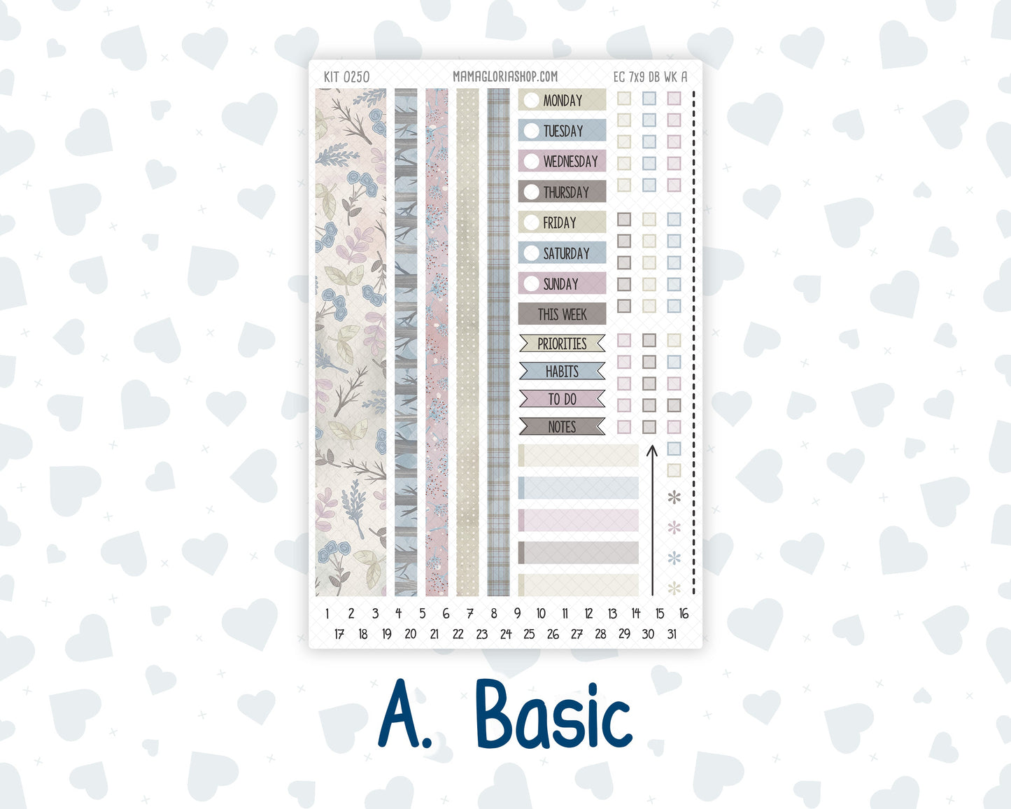 Kit 0250 - 7x9 - EC Dashboard Planner - Quiet January