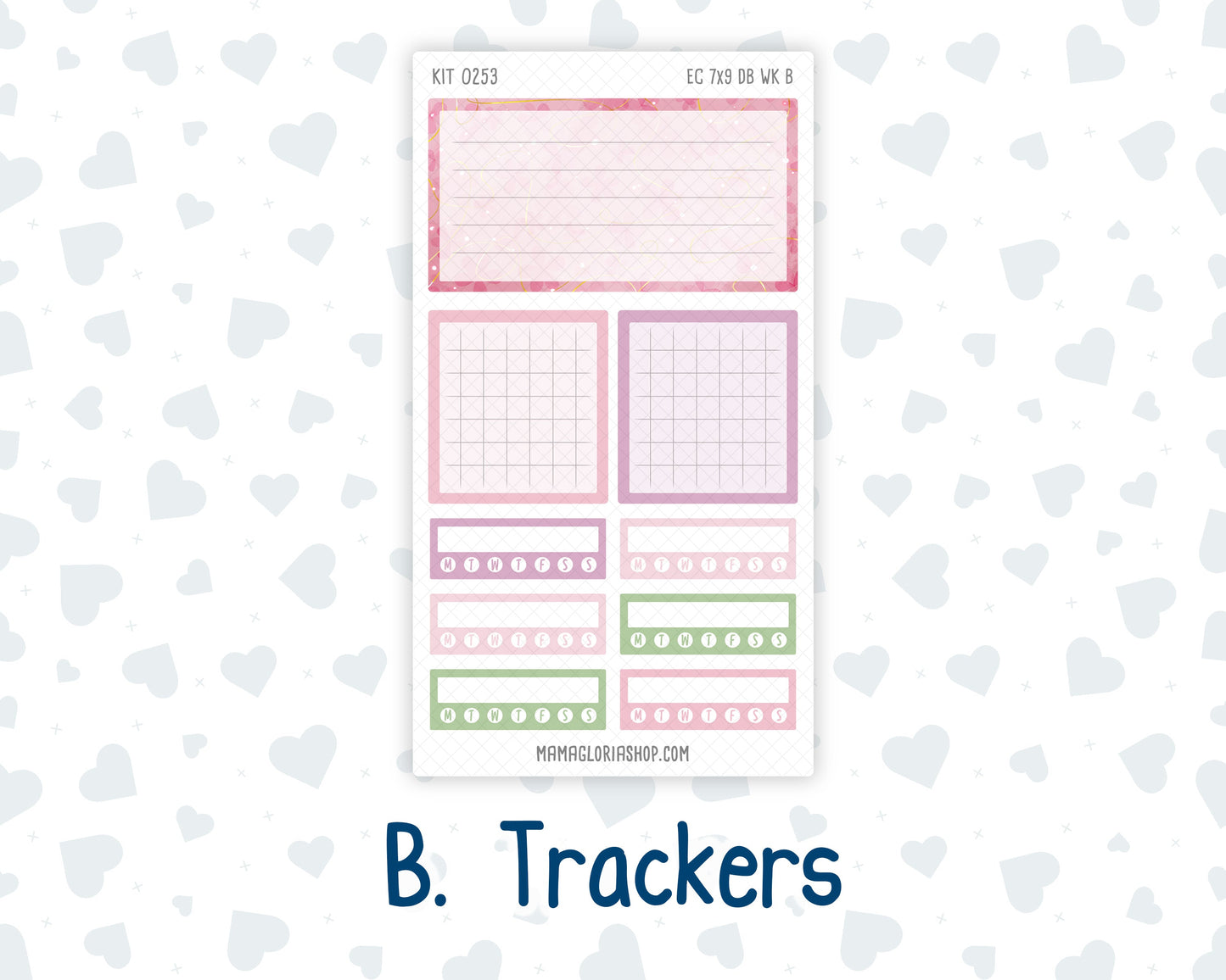Kit 0253 - 7x9 - EC Dashboard Planner - February - Rosy Daydreams