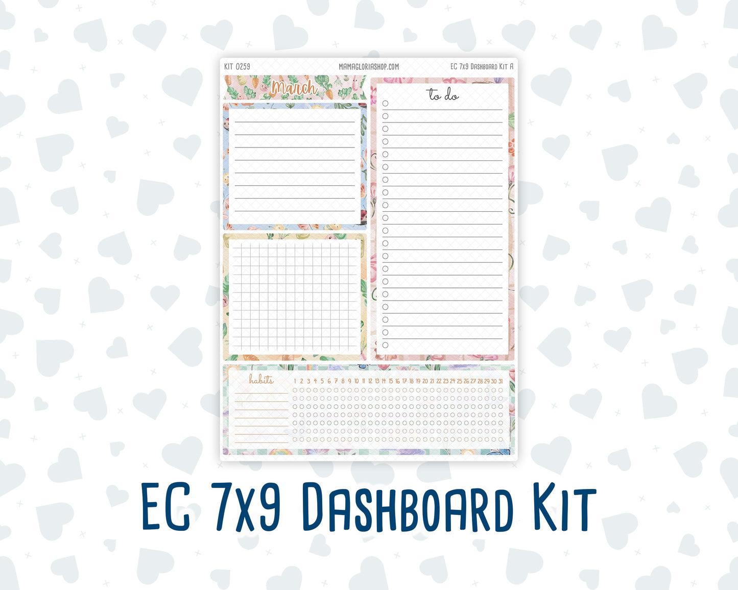 Kit 0259 - 7x9 - EC Notes Pages - Dashboard Kit | Productivity Page - March - Spring Garden Chores