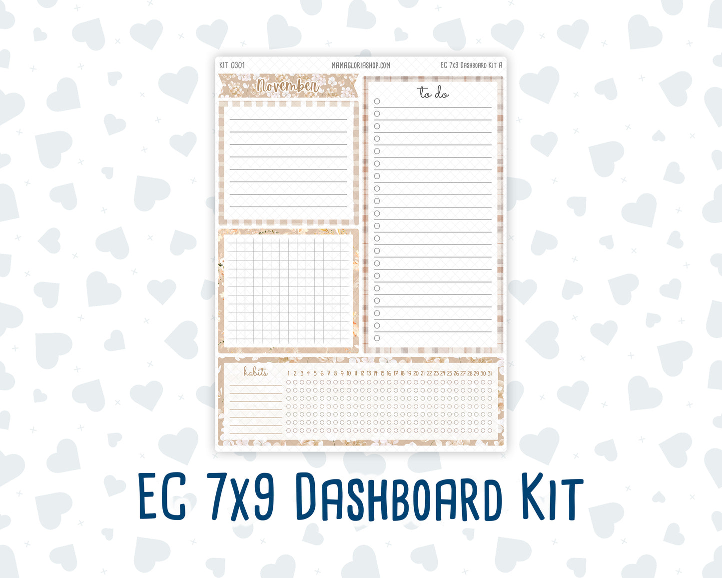 Kit 0301 - 7x9 - EC Notes Pages - Dashboard Kit | Productivity Page - November - Sunday Comfort