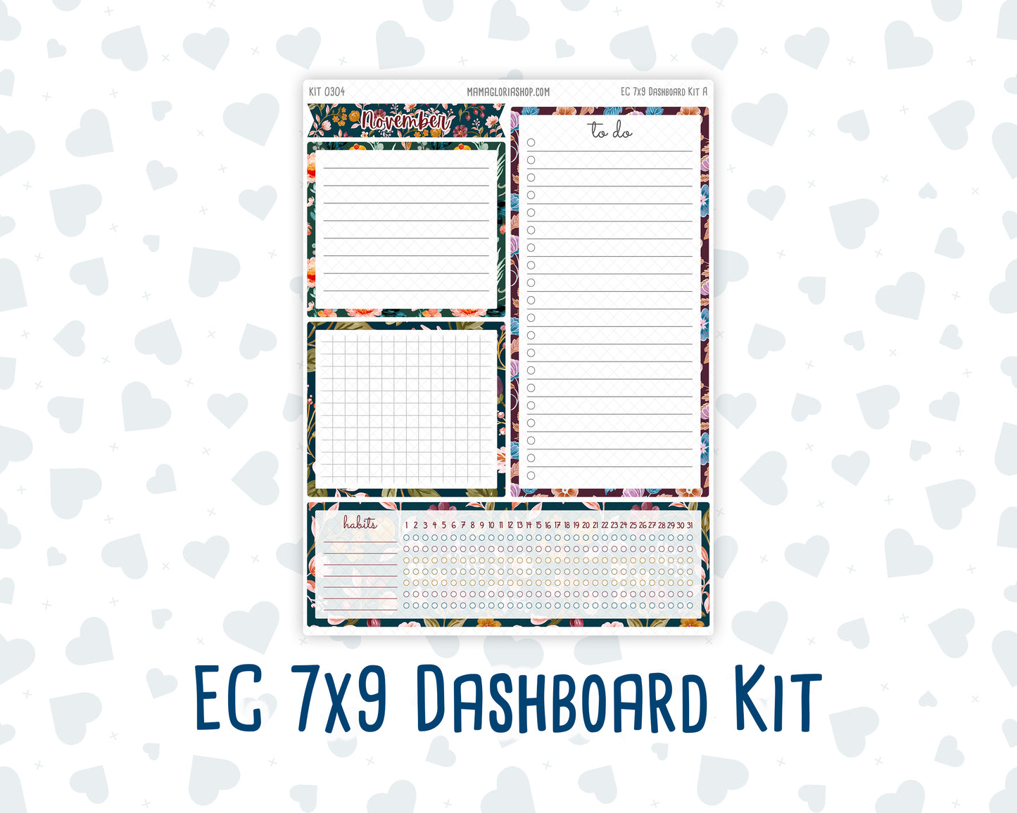 Kit 0304 - 7x9 - EC Notes Pages - Dashboard Kit | Productivity Page - November - Autumn In Bloom