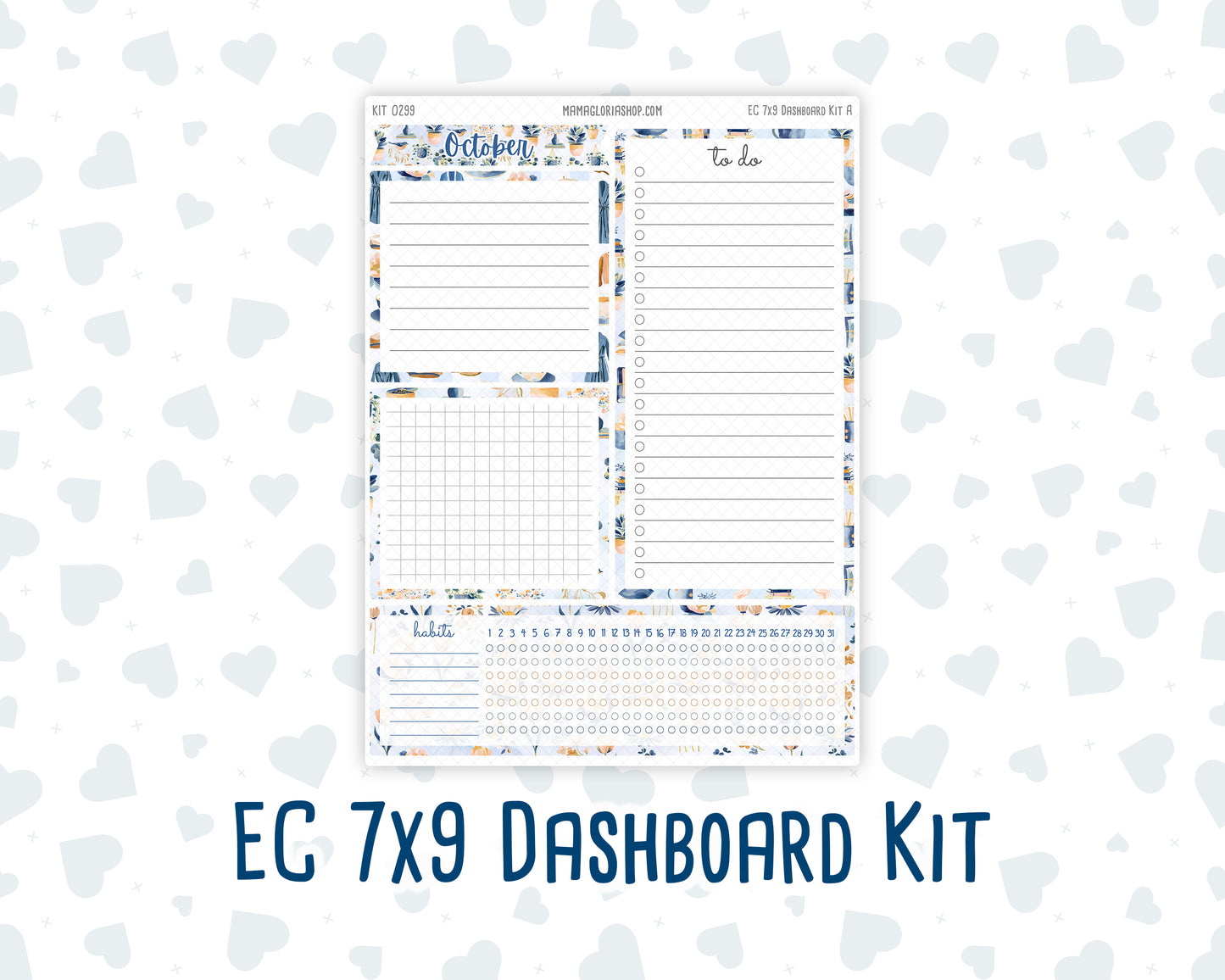 Kit 0299 - 7x9 - EC Notes Pages - Dashboard Kit | Productivity Page - October - Book Nook