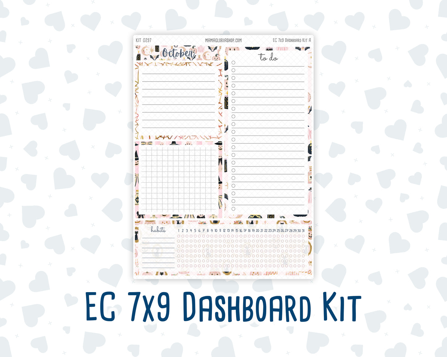 Kit 0297 - 7x9 - EC Notes Pages - Dashboard Kit | Productivity Page - October - Pink Spell
