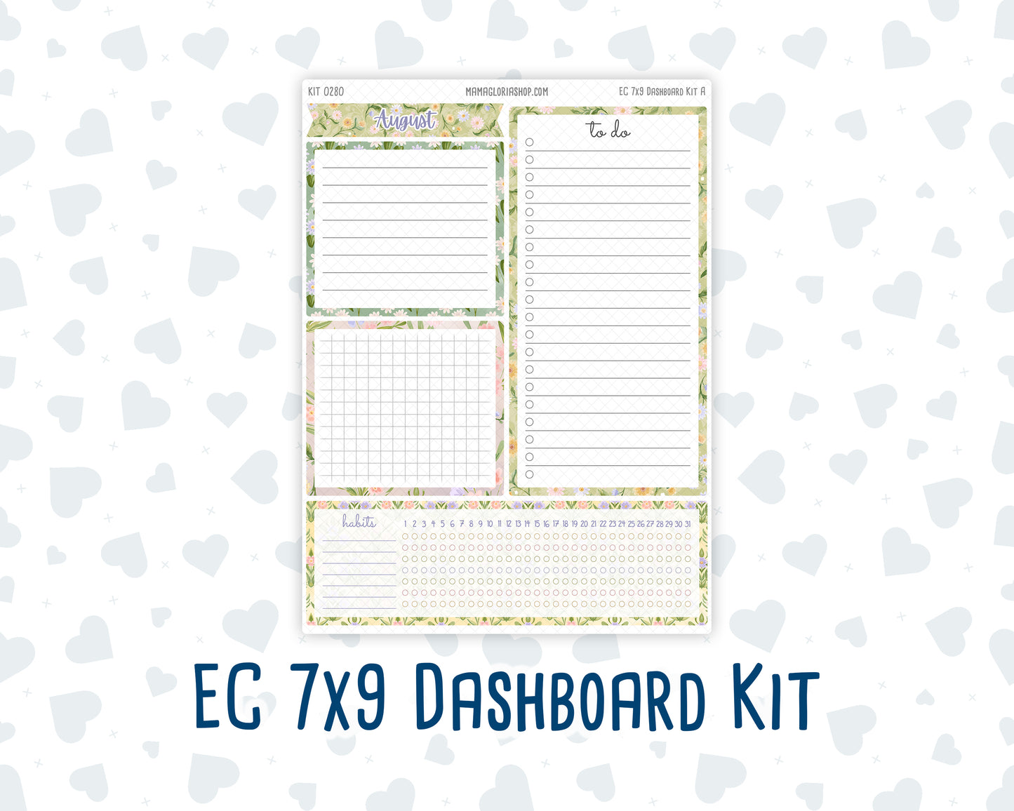 Kit 0280 - 7x9 - EC Notes Pages - Dashboard Kit | Productivity Page - Half Past Six In August