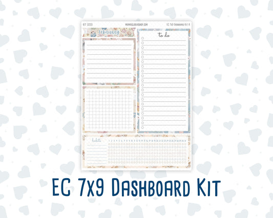 Kit 0255 - 7x9 - EC Notes Pages - Dashboard Kit | Productivity Page - February - Cottagecore Kitties
