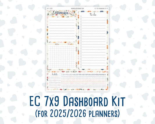 Kit 0193- 7x9 - EC Notes Pages - November - Harvest Blooms - Dashboard Kit | Productivity Page