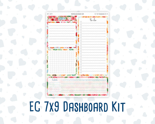 Kit 0271 - 7x9 - EC Notes Pages - Dashboard Kit | Productivity Page - June - Strawberry Shore