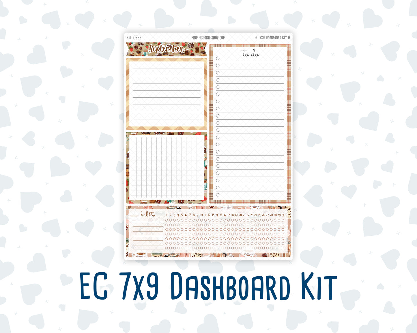 Kit 0296 - 7x9 - EC Notes Pages - Dashboard Kit | Productivity Page - September - Coffee Break