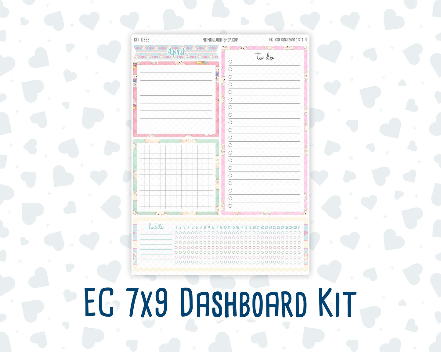 Kit 0262 - 7x9 - EC Notes Pages - Dashboard Kit | Productivity Page - April - Spring Puffs