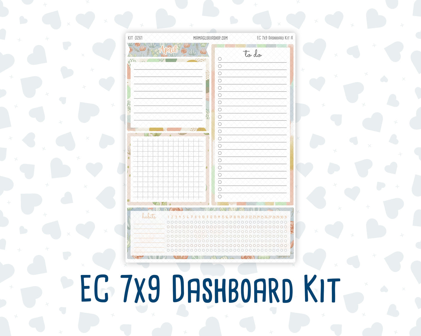 Kit 0261 - 7x9 - EC Notes Pages - Dashboard Kit | Productivity Page - April - Llama Spring