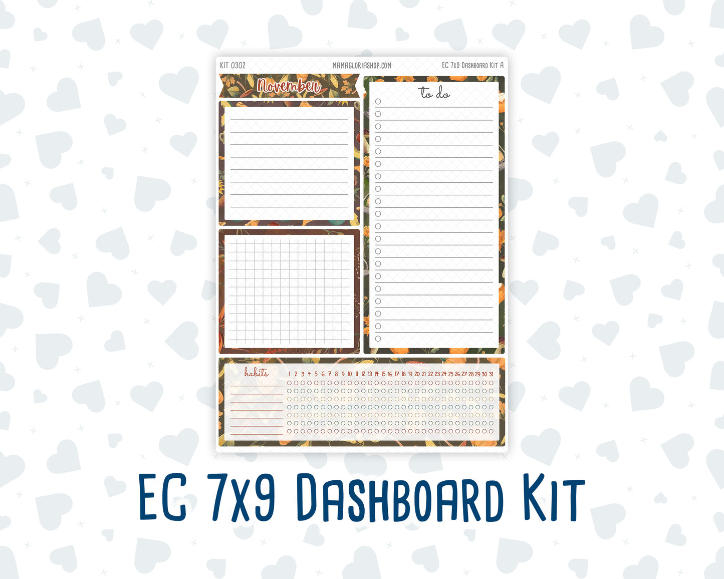 Kit 0302 - 7x9 - EC Notes Pages - Dashboard Kit | Productivity Page - November - Thankful Season