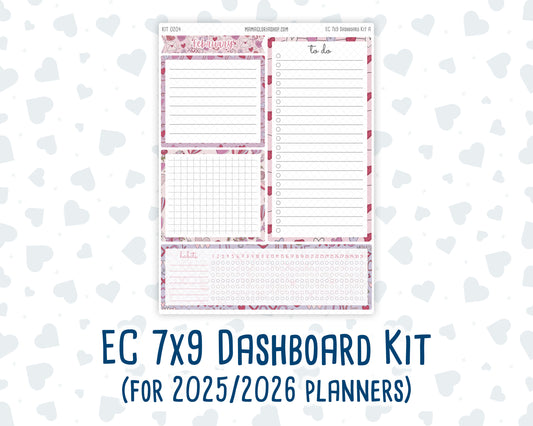 Kit 0204 - 7x9 - EC Notes Pages - February - Valentines Garden - Dashboard Kit | Productivity Page