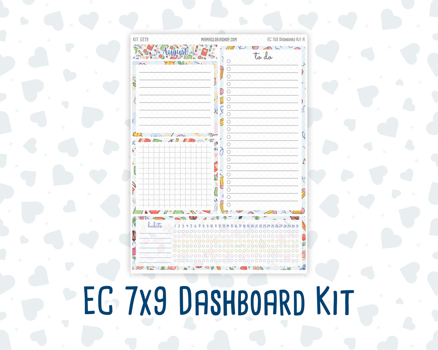 Kit 0279 - 7x9 - EC Notes Pages - Dashboard Kit | Productivity Page - August - Not Ready For School