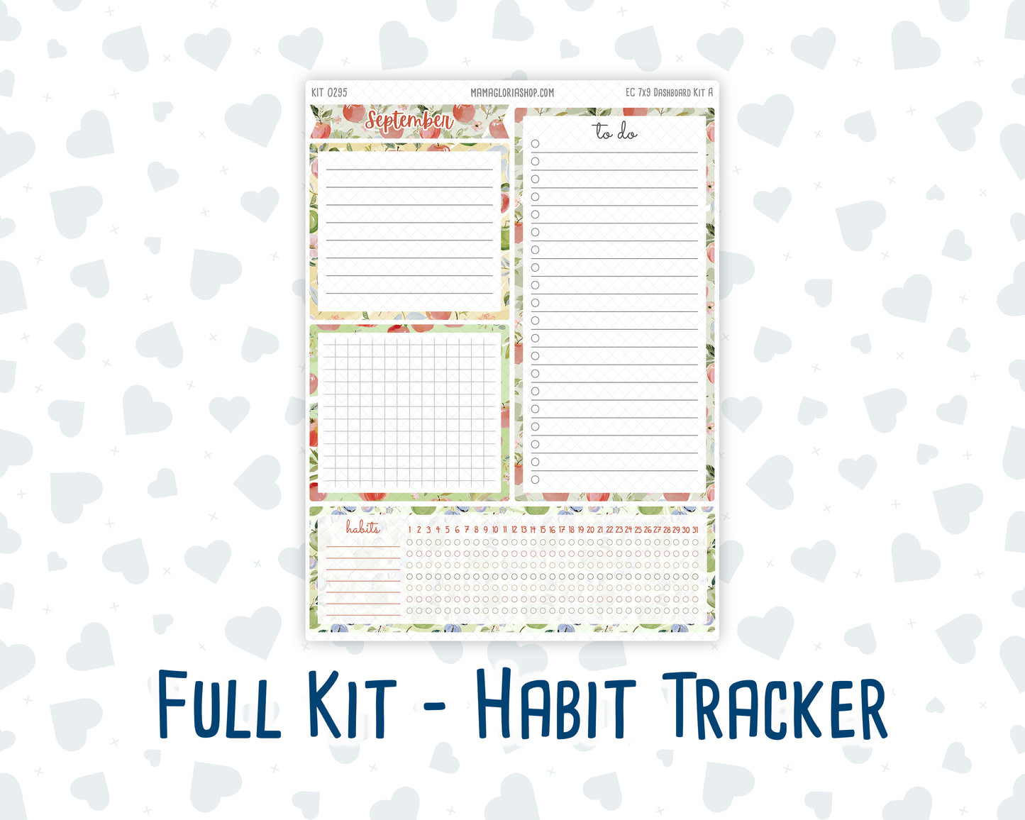 Kit 0295 - 7x9 - EC Notes Pages - Dashboard Kit | Productivity Page - September - Apple Harvest
