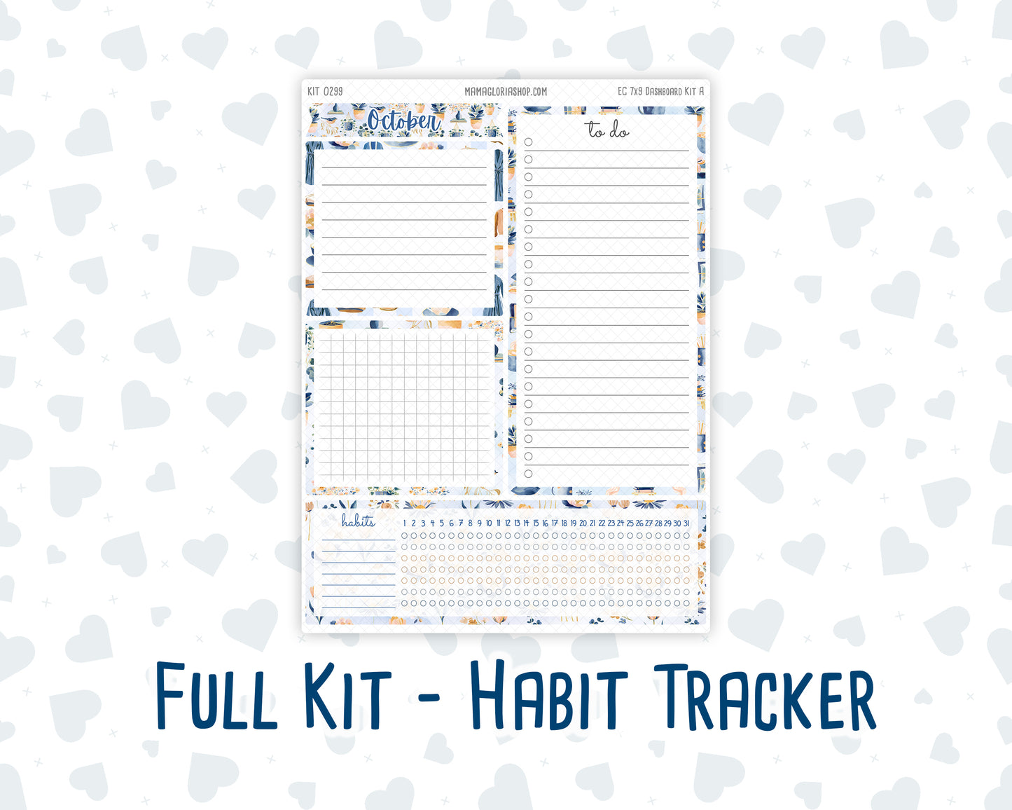 Kit 0299 - 7x9 - EC Notes Pages - Dashboard Kit | Productivity Page - October - Book Nook