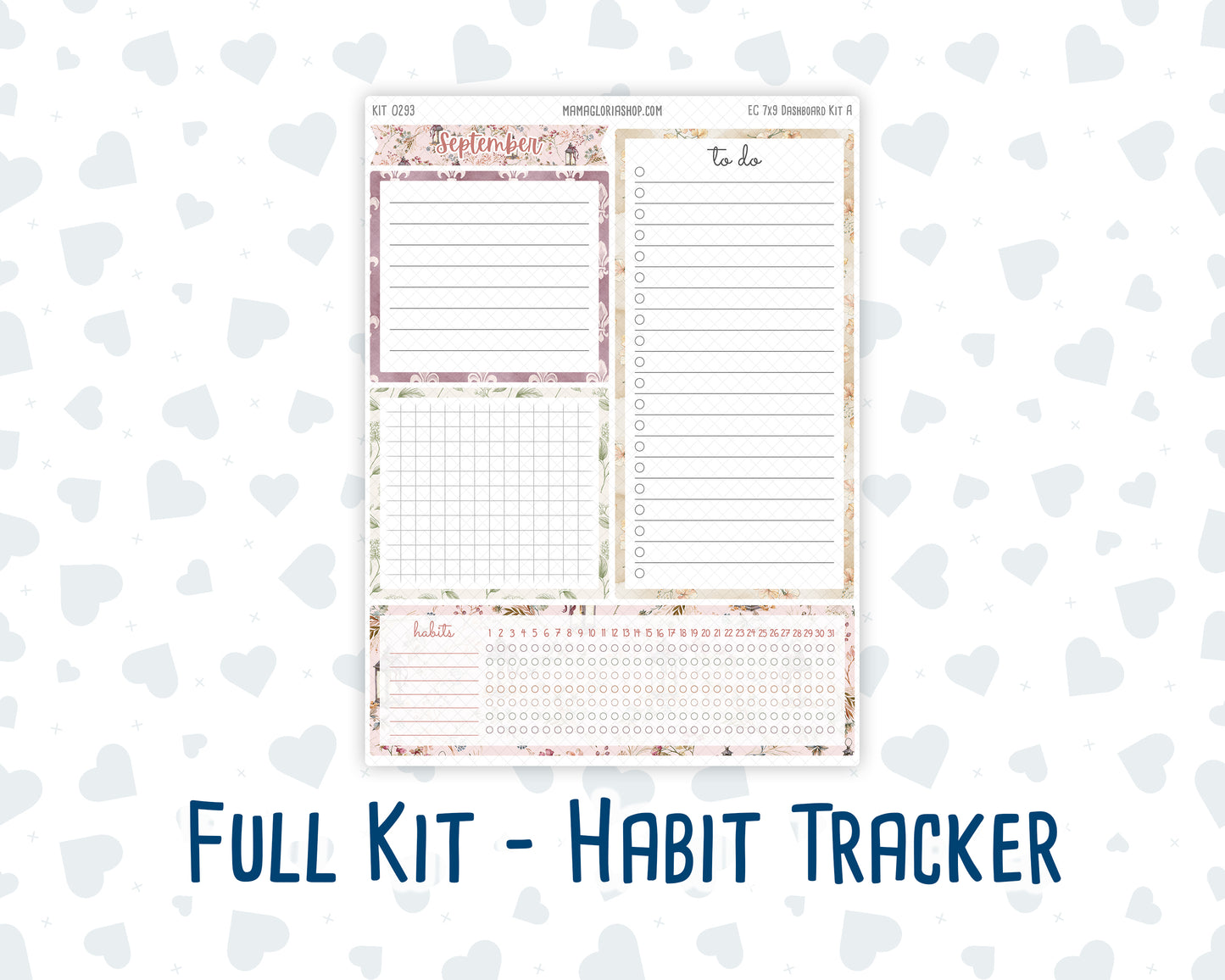 Kit 0293 - 7x9 - EC Notes Pages - Dashboard Kit | Productivity Page - September - Fleur de Provence