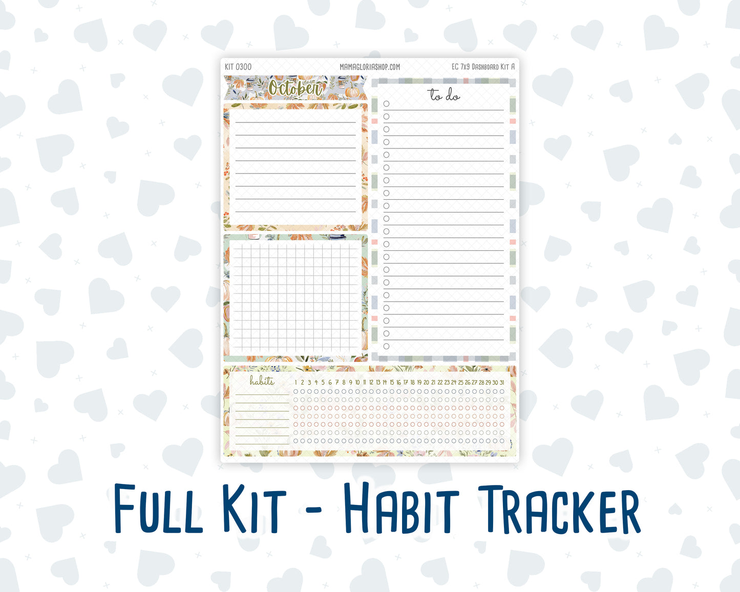 Kit 0300 - 7x9 - EC Notes Pages - Dashboard Kit | Productivity Page - October - Autumn Stroll