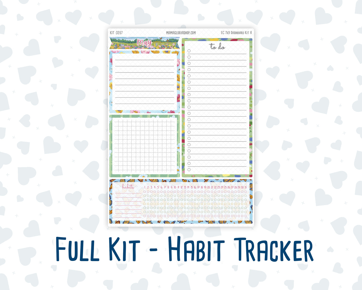 Kit 0267 - 7x9 - EC Notes Pages - Dashboard Kit | Productivity Page - May - Flowers For Mama