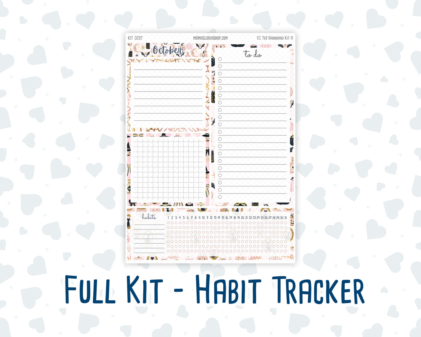 Kit 0297 - 7x9 - EC Notes Pages - Dashboard Kit | Productivity Page - October - Pink Spell