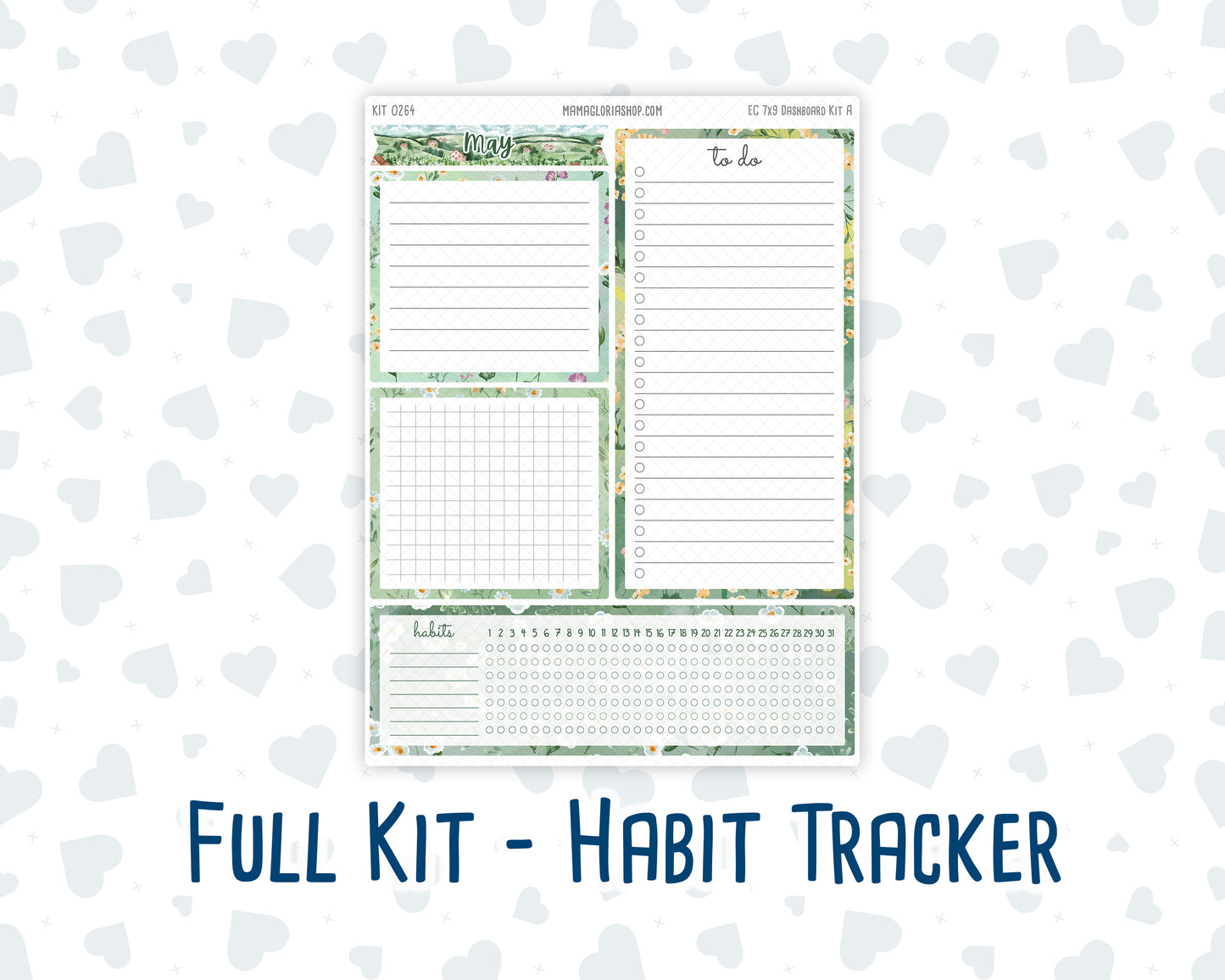 Kit 0264 - 7x9 - EC Notes Pages - Dashboard Kit | Productivity Page - May - Spring Walk