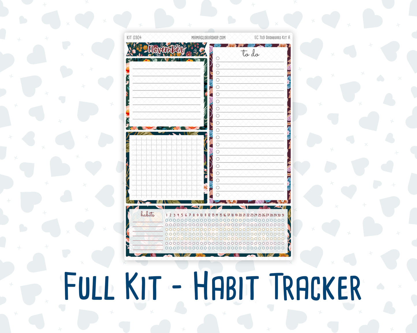 Kit 0304 - 7x9 - EC Notes Pages - Dashboard Kit | Productivity Page - November - Autumn In Bloom