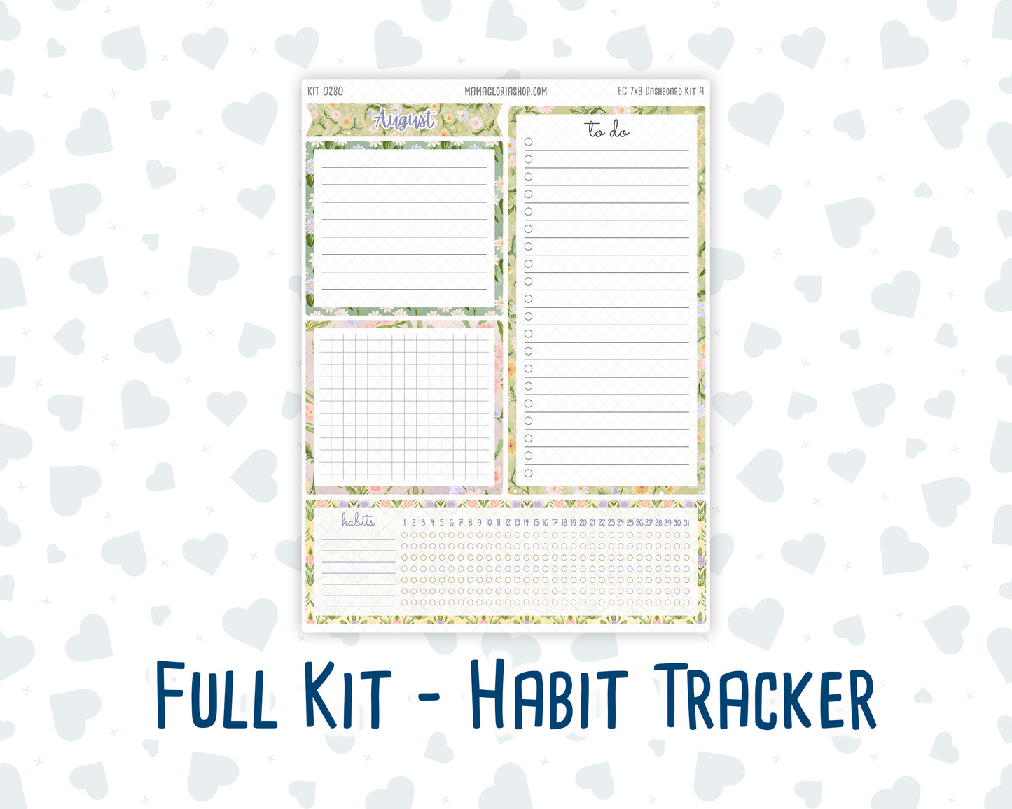 Kit 0280 - 7x9 - EC Notes Pages - Dashboard Kit | Productivity Page - Half Past Six In August