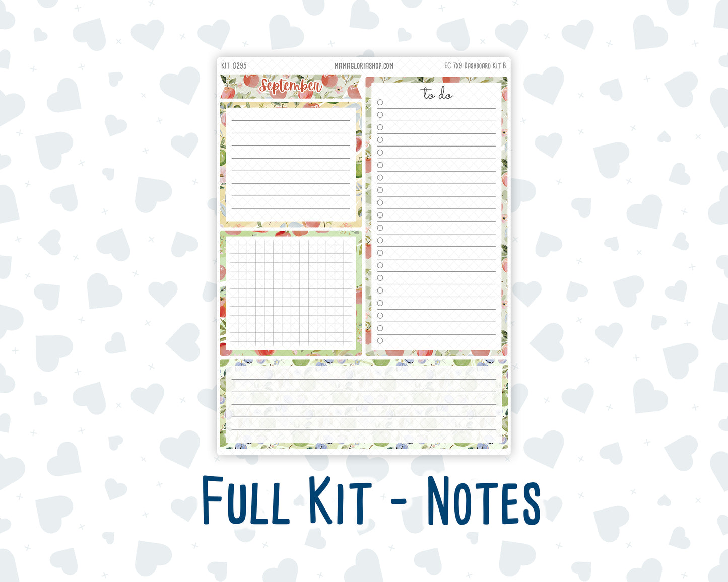 Kit 0295 - 7x9 - EC Notes Pages - Dashboard Kit | Productivity Page - September - Apple Harvest